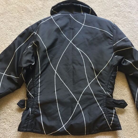 Nils Women’s Vintage 90s Black Print Ski Winter Jacket - Picture 3 of 7